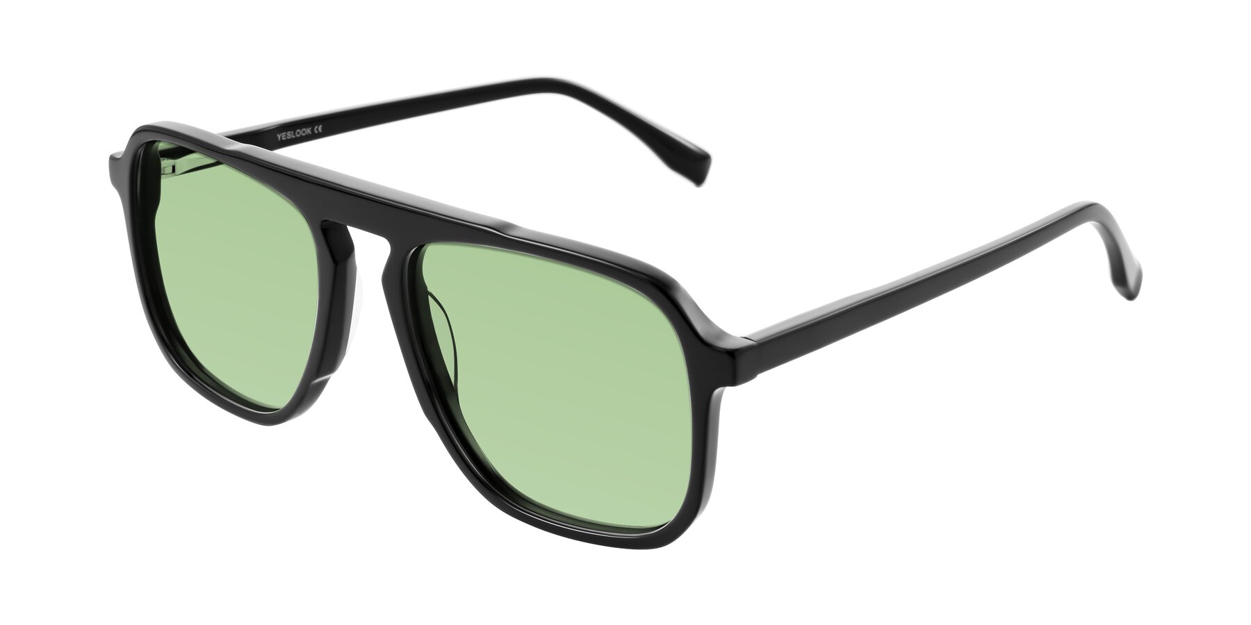 Angle of Recalote in Black with Medium Green Tinted Lenses