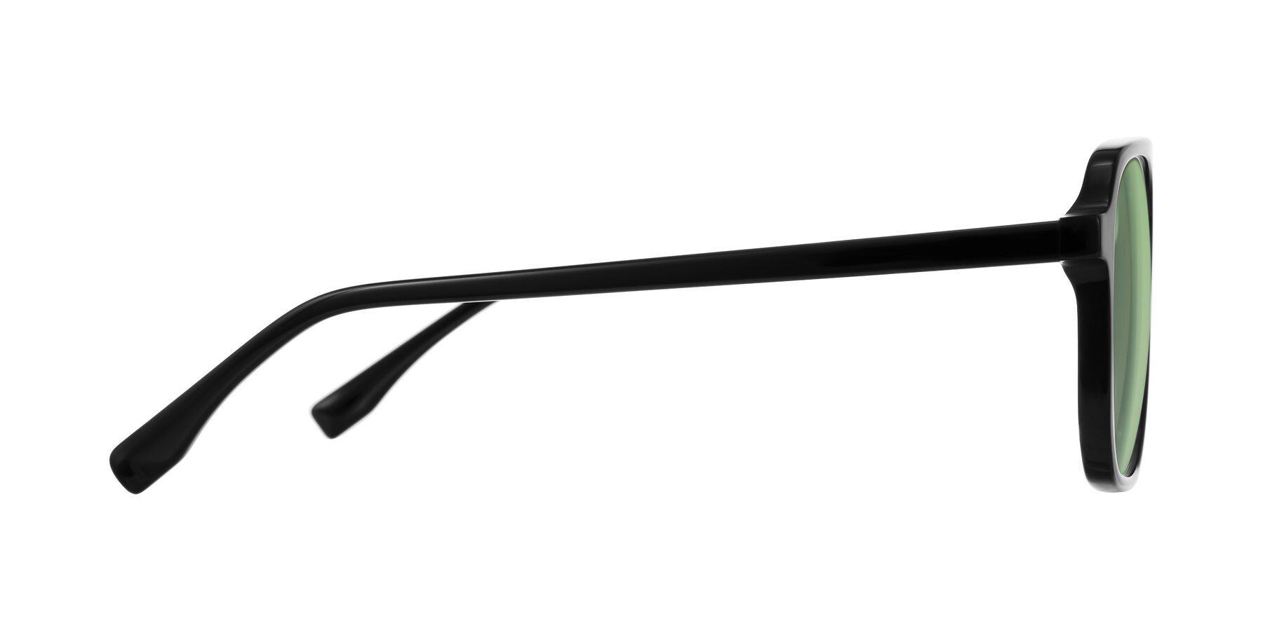 Side of Recalote in Black with Medium Green Tinted Lenses