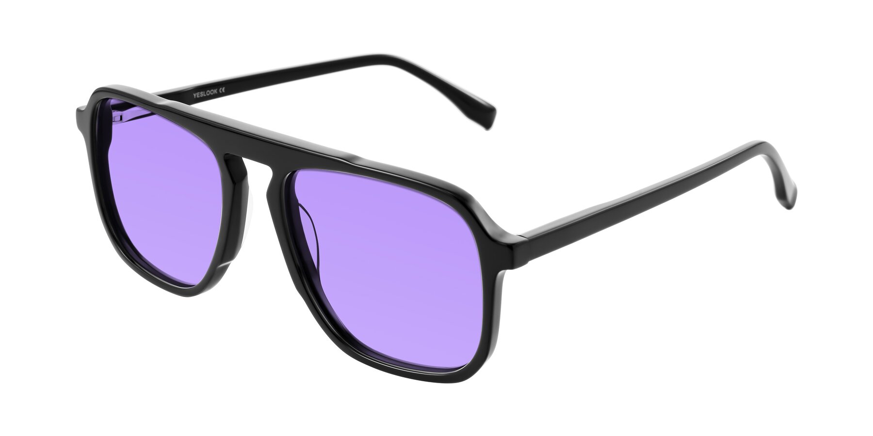 Angle of Recalote in Black with Medium Purple Tinted Lenses