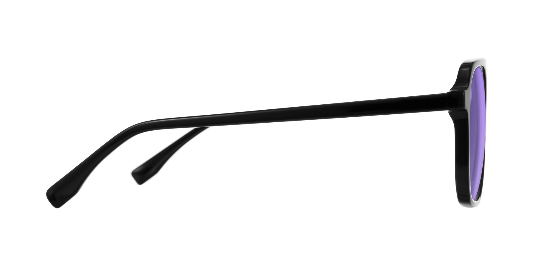 Side of Recalote in Black with Medium Purple Tinted Lenses