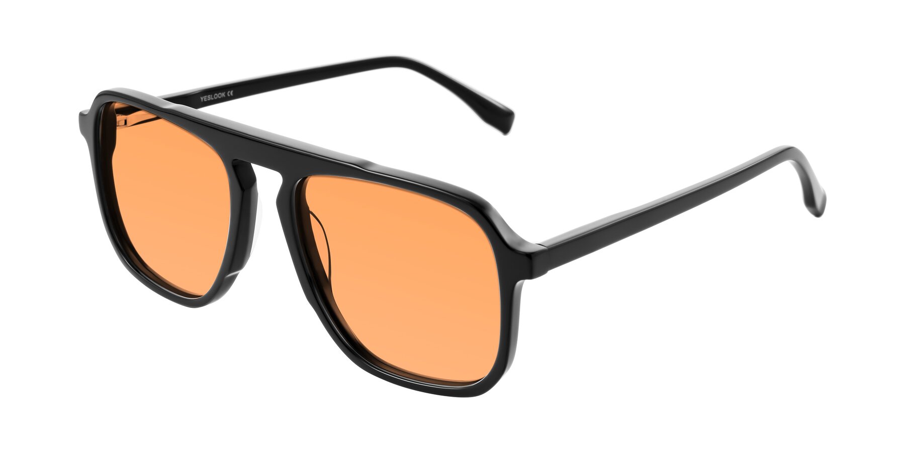 Angle of Recalote in Black with Medium Orange Tinted Lenses