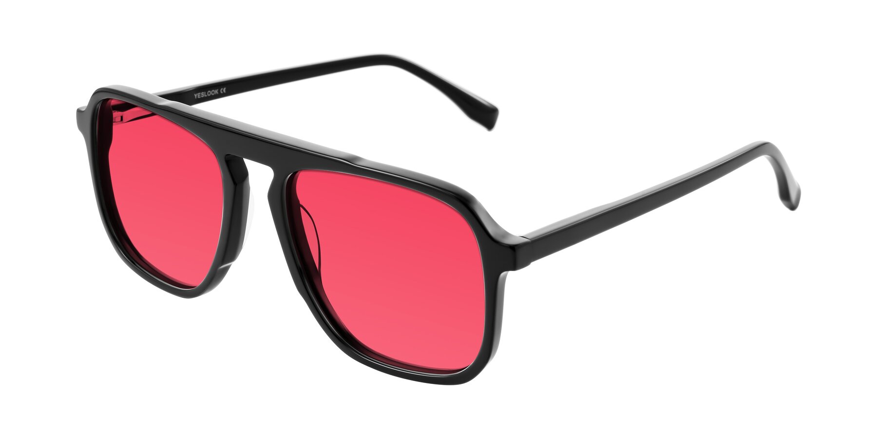 Angle of Recalote in Black with Red Tinted Lenses