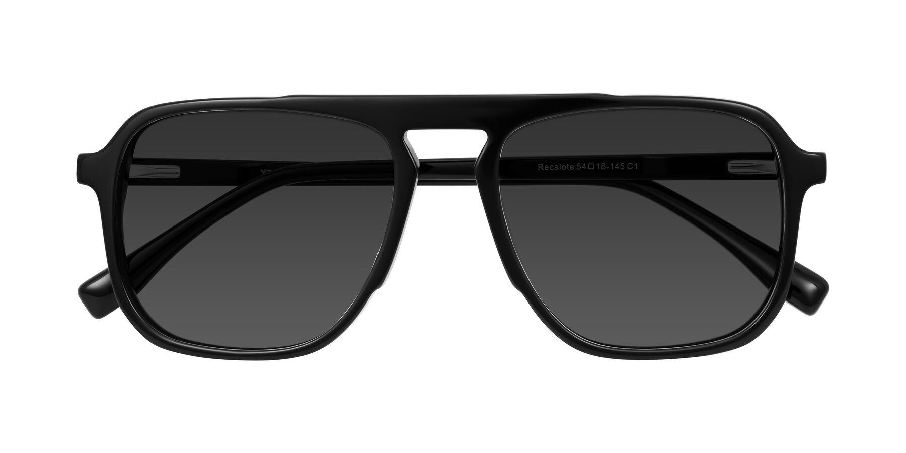 Folded Front of Recalote in Black with Gray Tinted Lenses