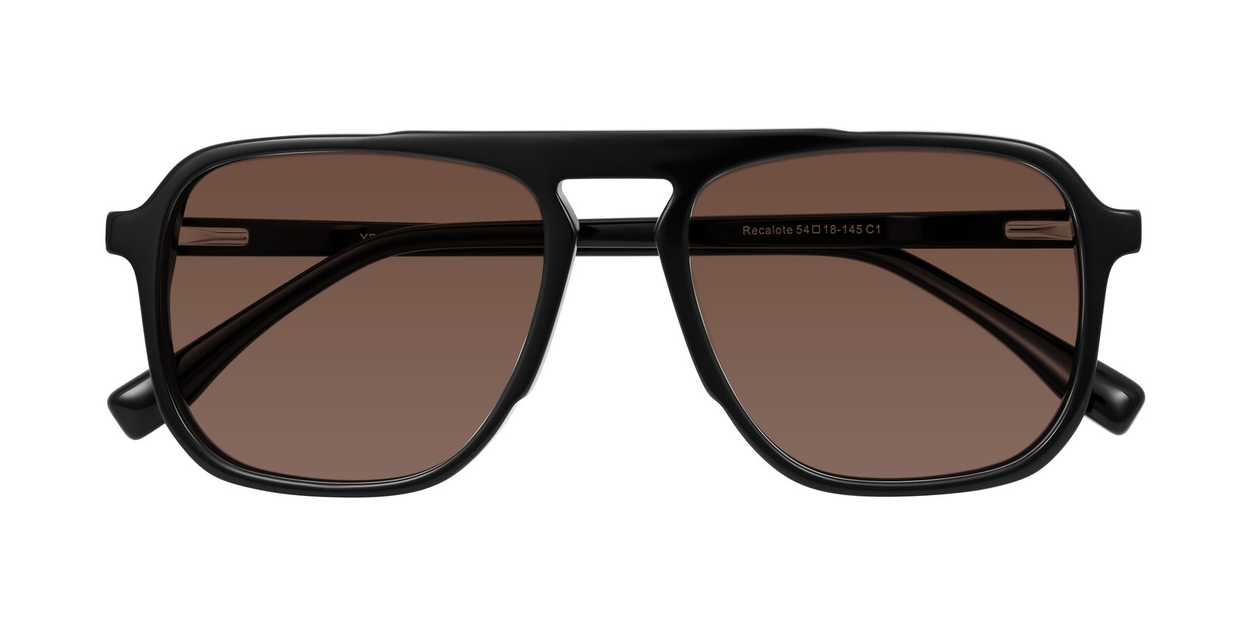 Folded Front of Recalote in Black with Brown Tinted Lenses