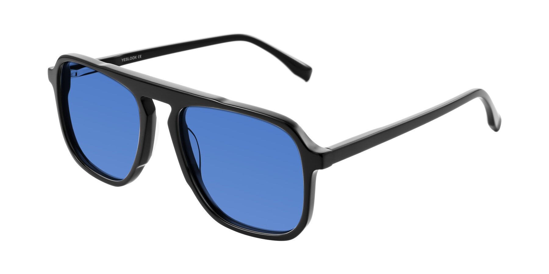 Angle of Recalote in Black with Blue Tinted Lenses