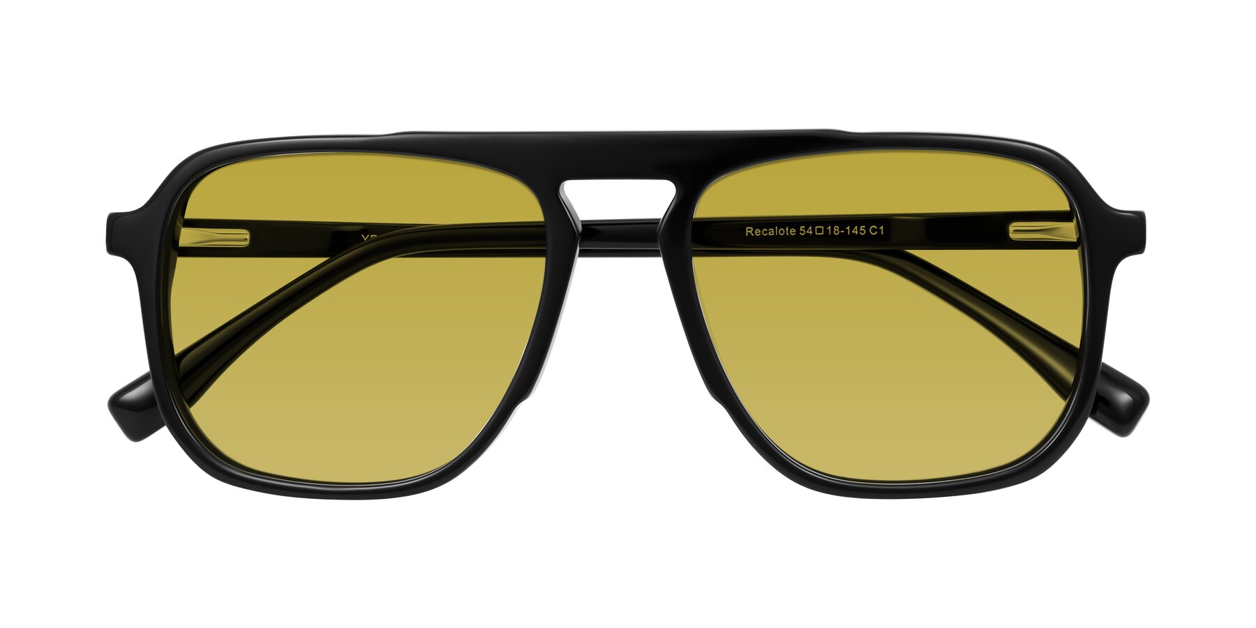 Folded Front of Recalote in Black with Champagne Tinted Lenses