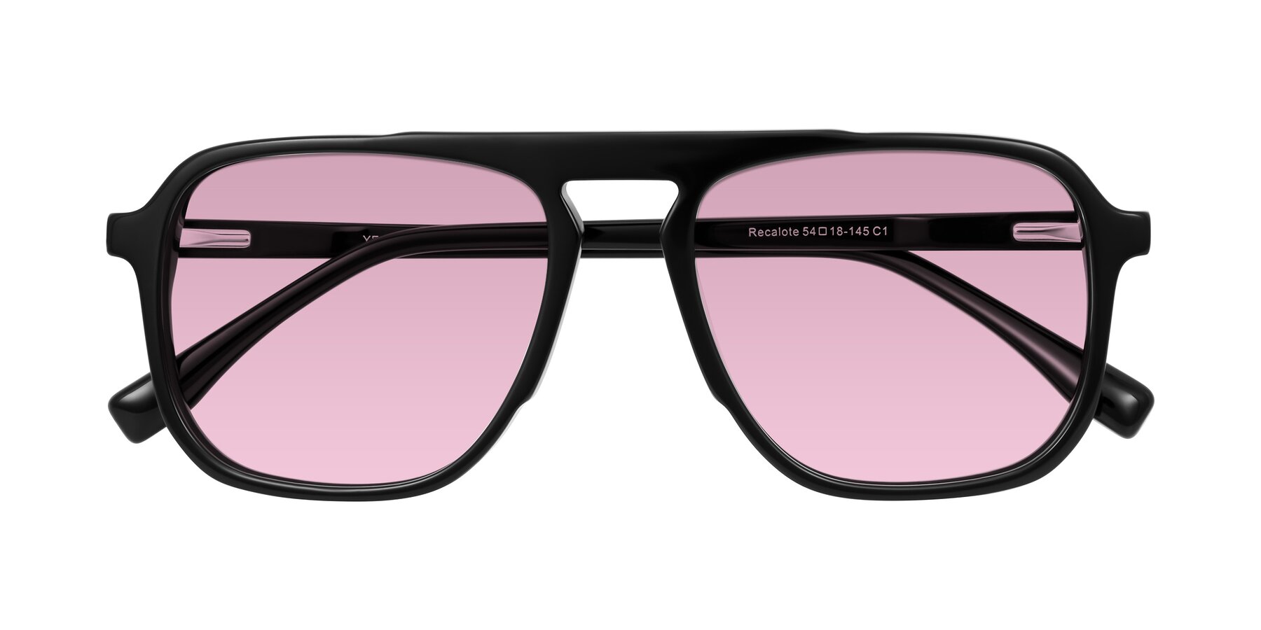 Folded Front of Recalote in Black with Light Wine Tinted Lenses
