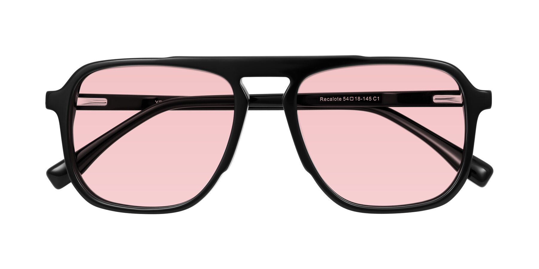 Folded Front of Recalote in Black with Light Garnet Tinted Lenses