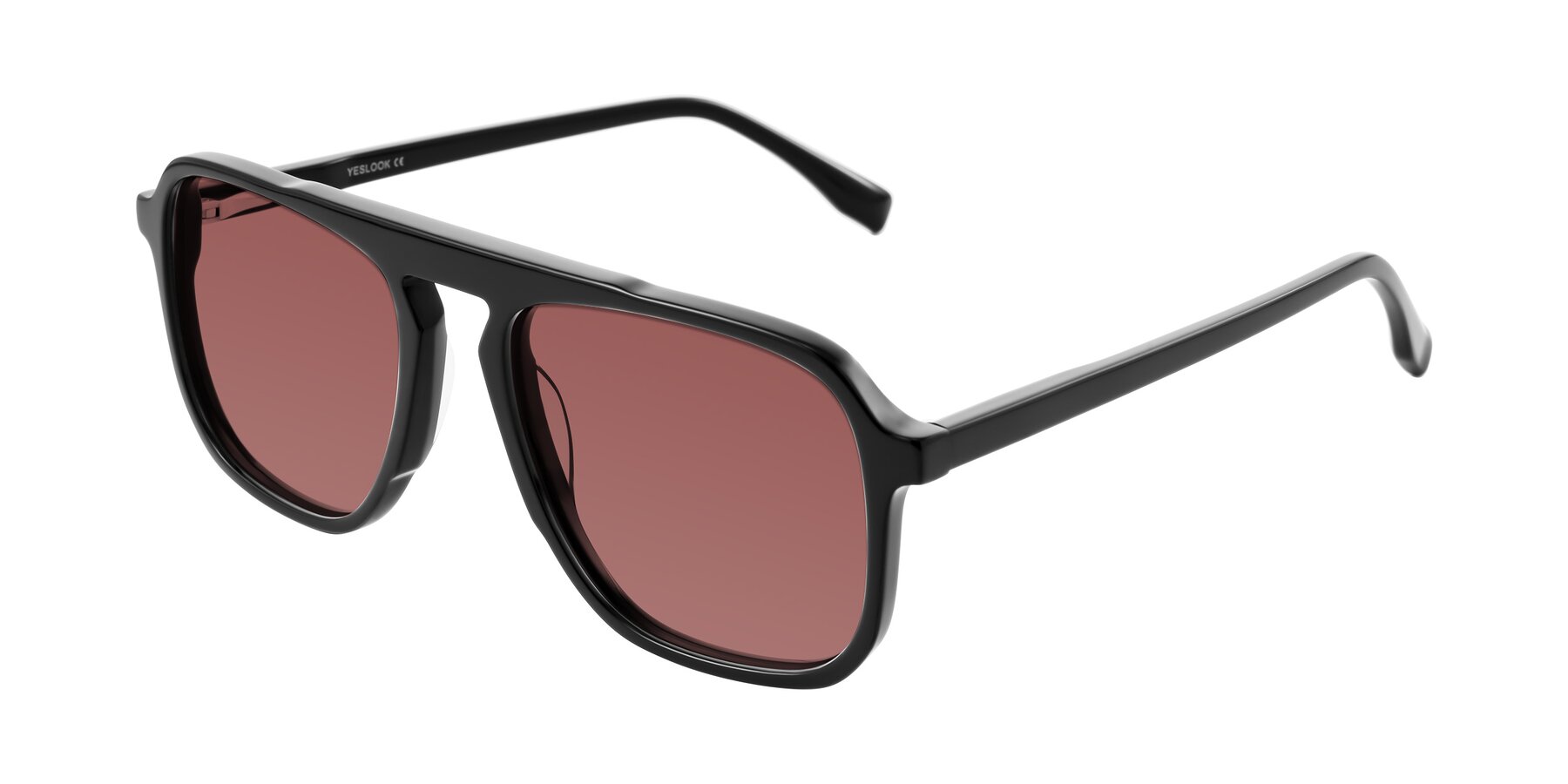 Angle of Recalote in Black with Garnet Tinted Lenses