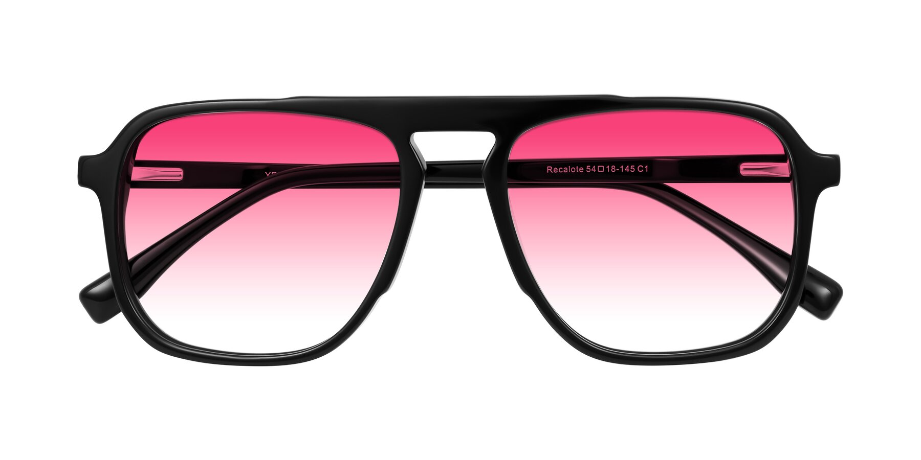 Folded Front of Recalote in Black with Pink Gradient Lenses