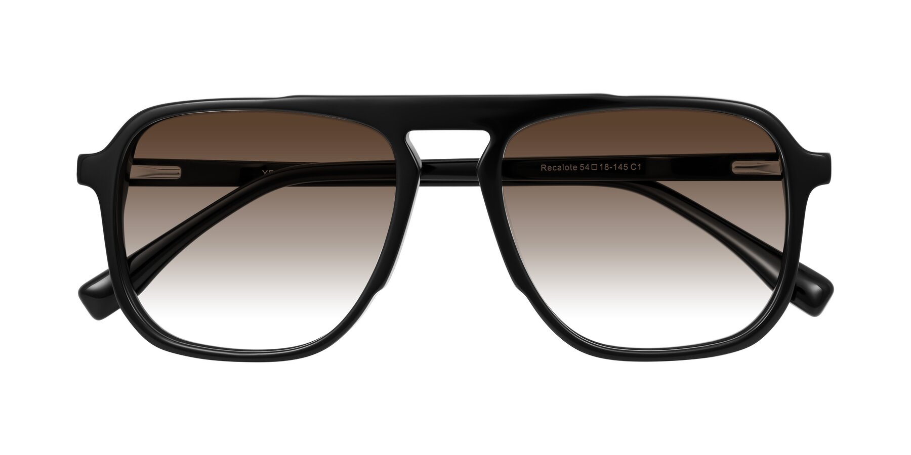 Folded Front of Recalote in Black with Brown Gradient Lenses