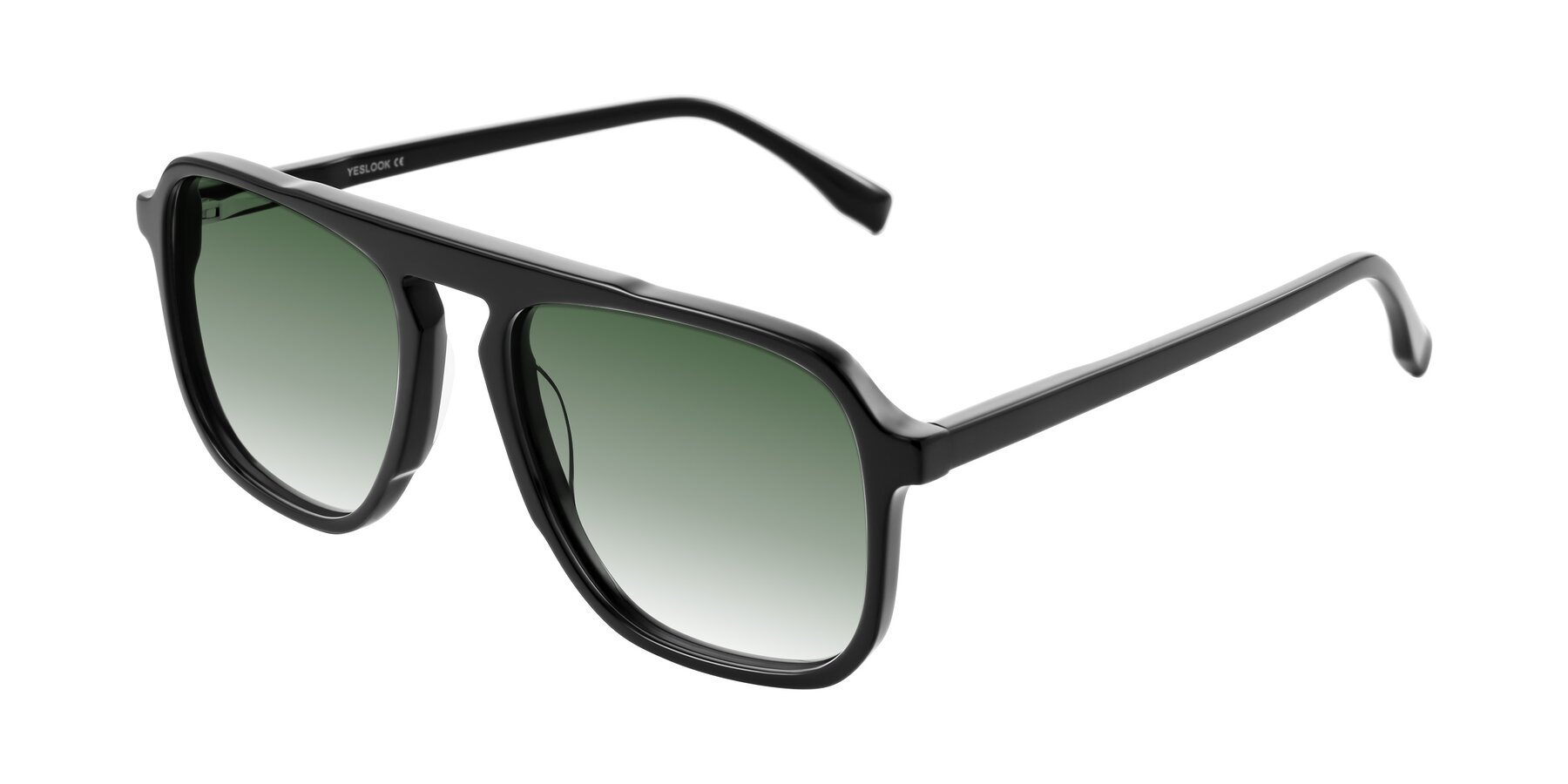 Angle of Recalote in Black with Green Gradient Lenses