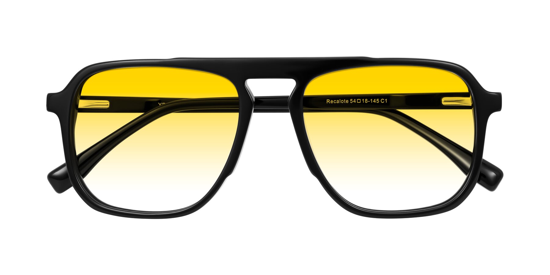 Folded Front of Recalote in Black with Yellow Gradient Lenses