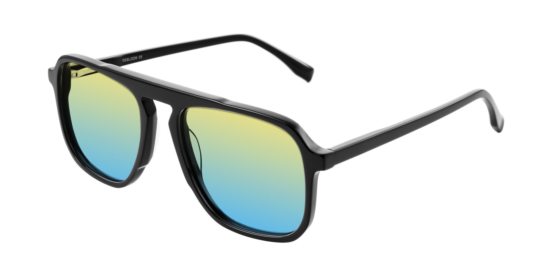 Angle of Recalote in Black with Yellow / Blue Gradient Lenses