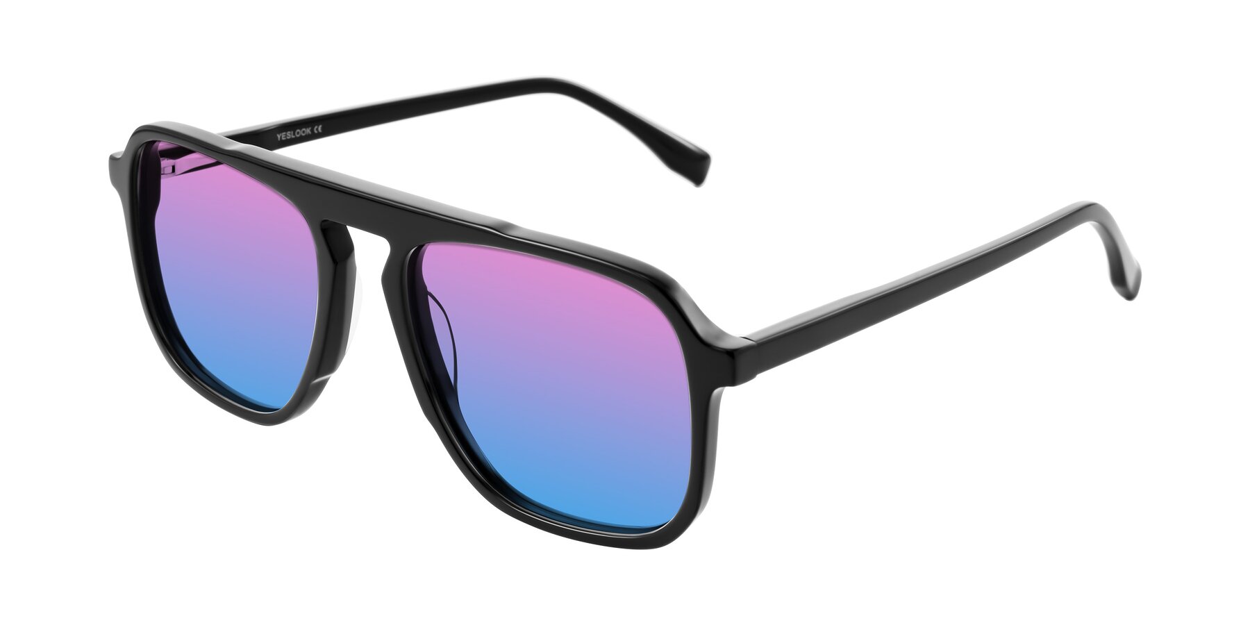 Angle of Recalote in Black with Pink / Blue Gradient Lenses