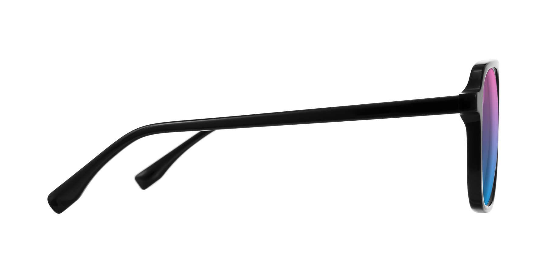 Side of Recalote in Black with Pink / Blue Gradient Lenses