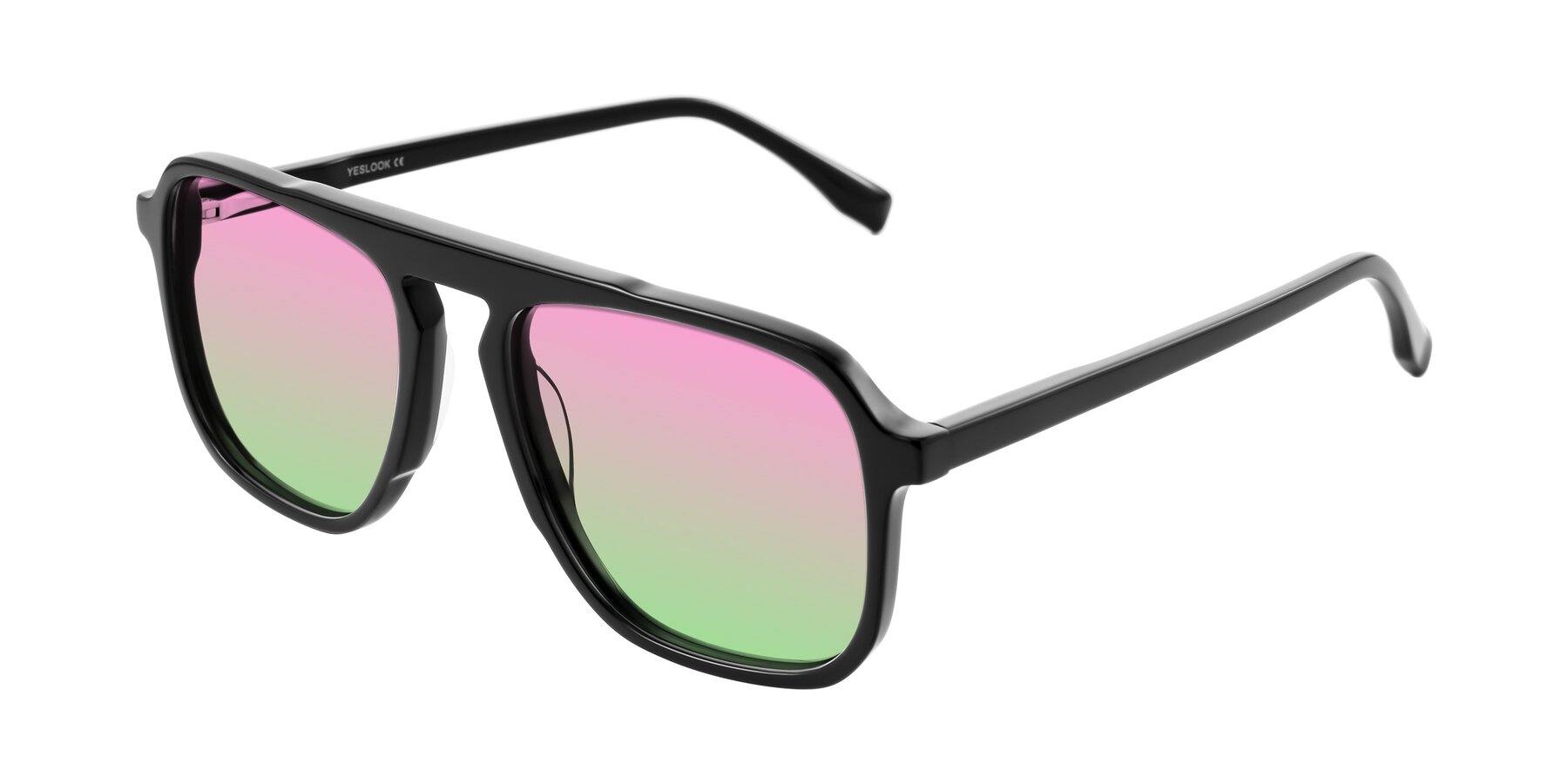 Angle of Recalote in Black with Pink / Green Gradient Lenses