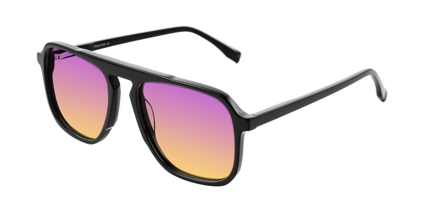 Angle of Recalote in Black with Purple / Yellow Gradient Lenses