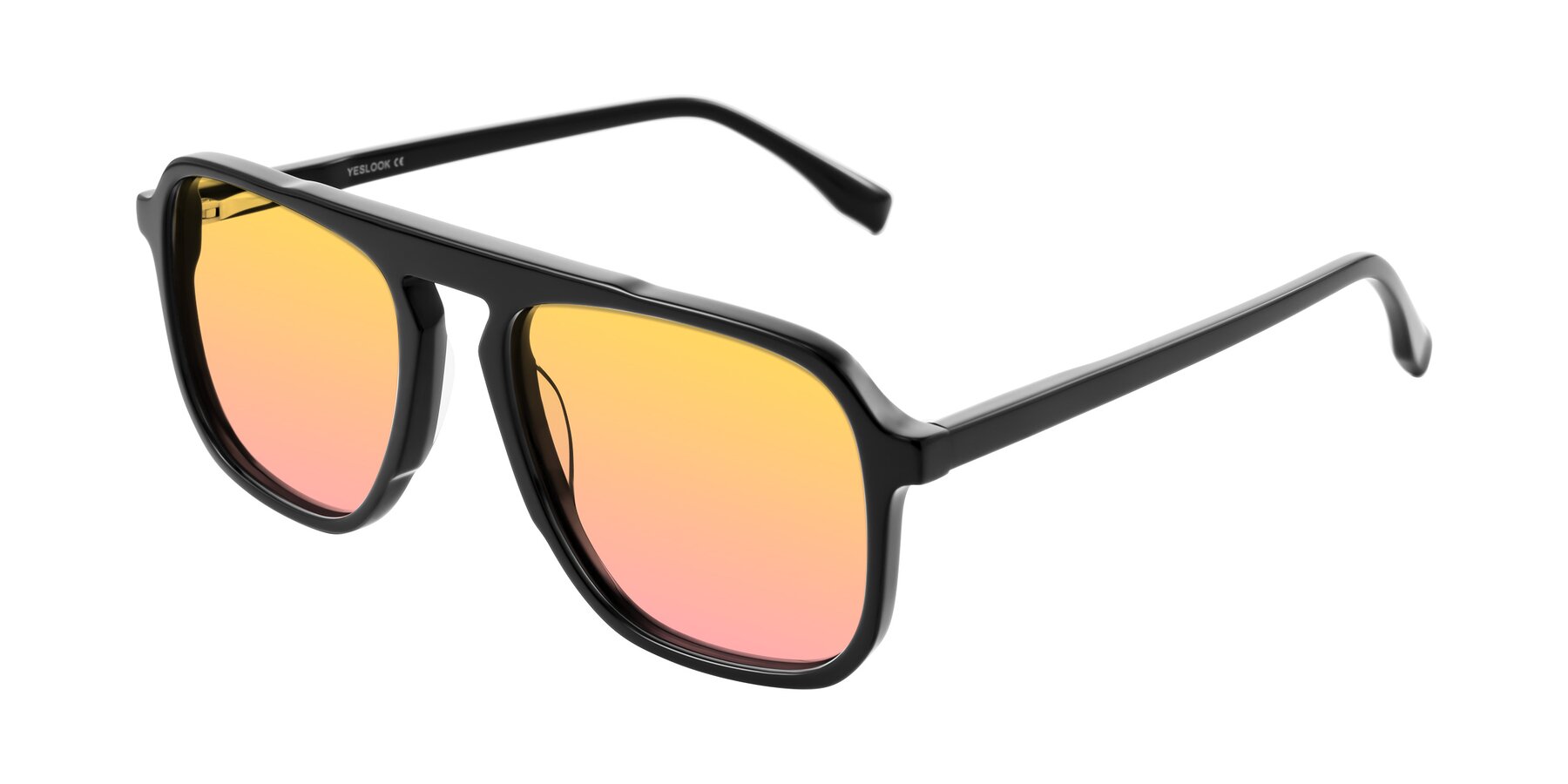 Angle of Recalote in Black with Yellow / Pink Gradient Lenses