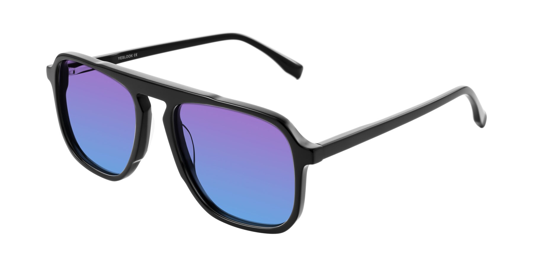 Angle of Recalote in Black with Purple / Blue Gradient Lenses