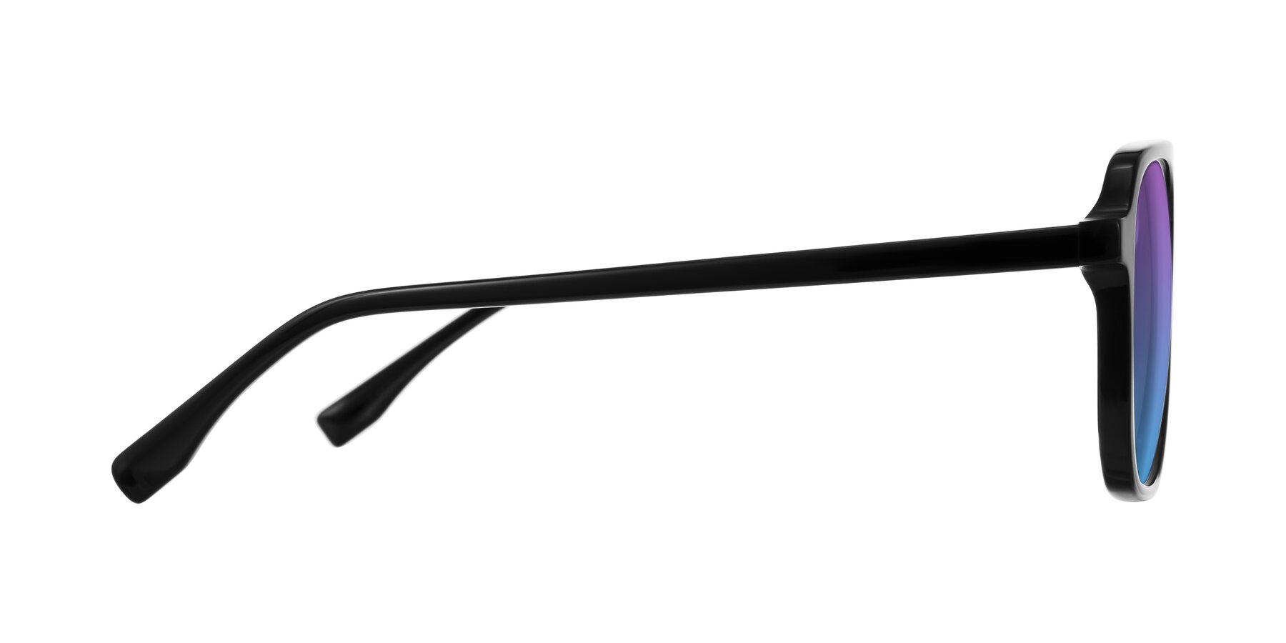 Side of Recalote in Black with Purple / Blue Gradient Lenses