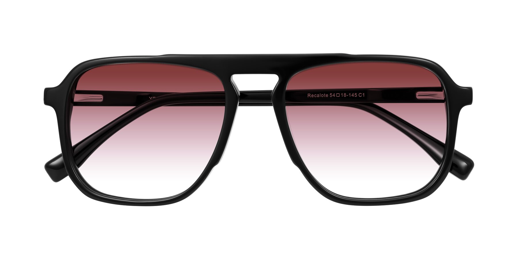 Folded Front of Recalote in Black with Garnet Gradient Lenses