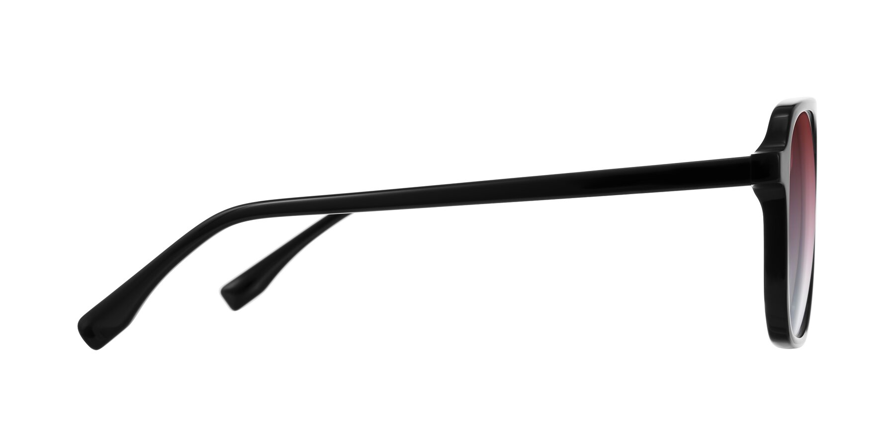 Side of Recalote in Black with Garnet Gradient Lenses