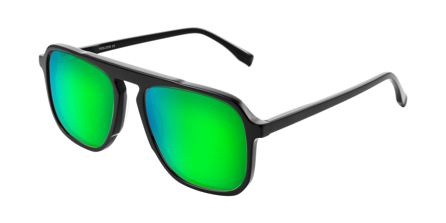 Angle of Recalote in Black with Green Mirrored Lenses