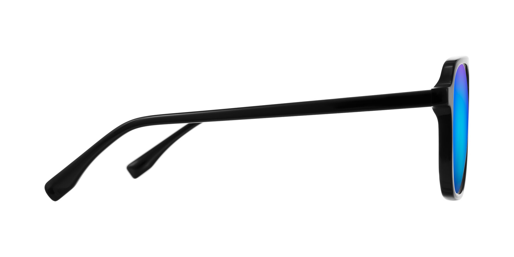 Side of Recalote in Black with Blue Mirrored Lenses