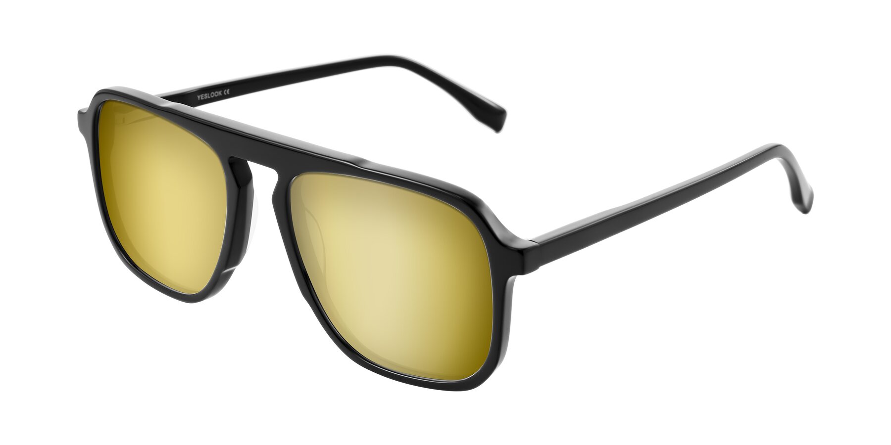 Angle of Recalote in Black with Gold Mirrored Lenses