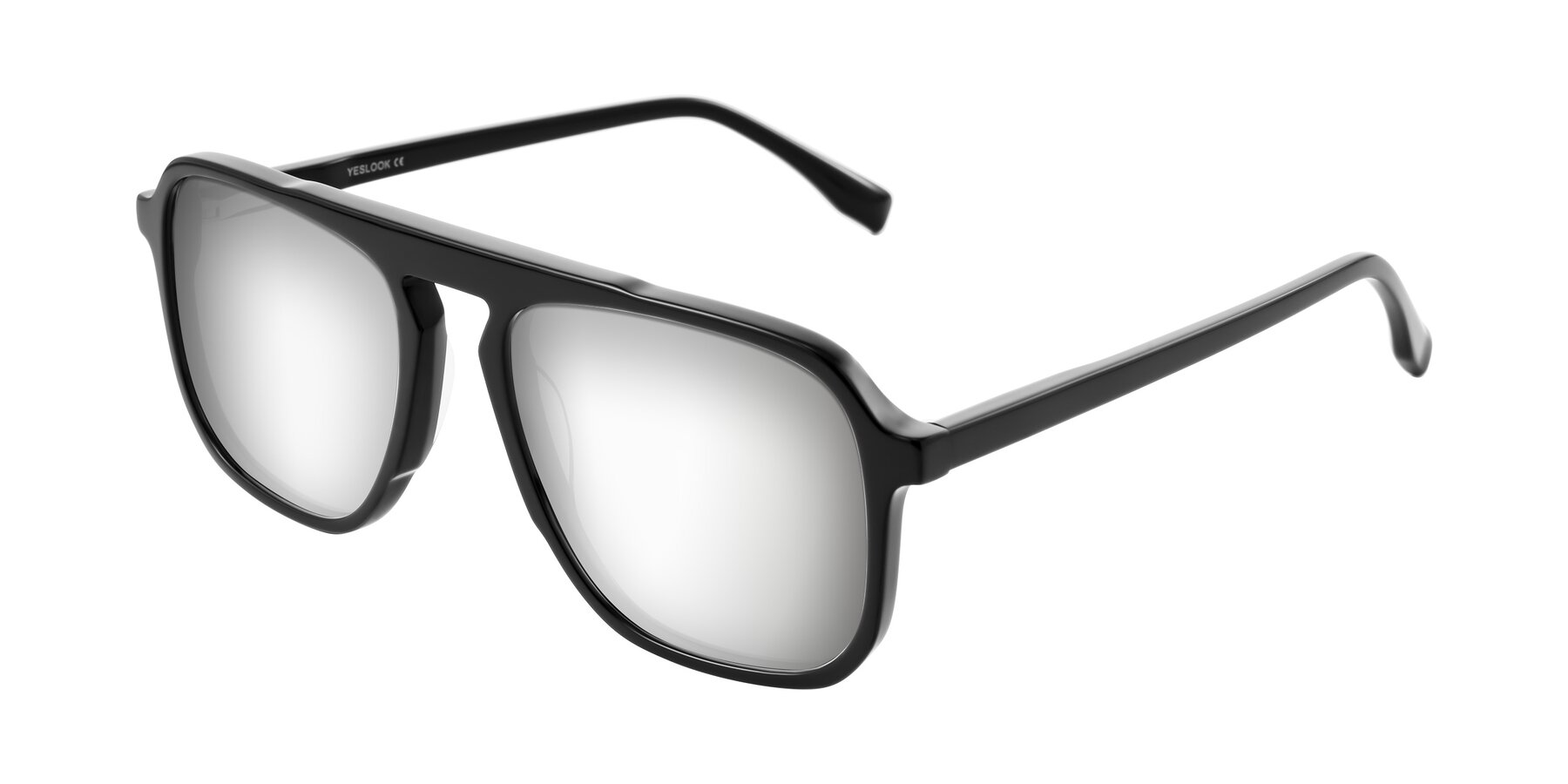 Angle of Recalote in Black with Silver Mirrored Lenses