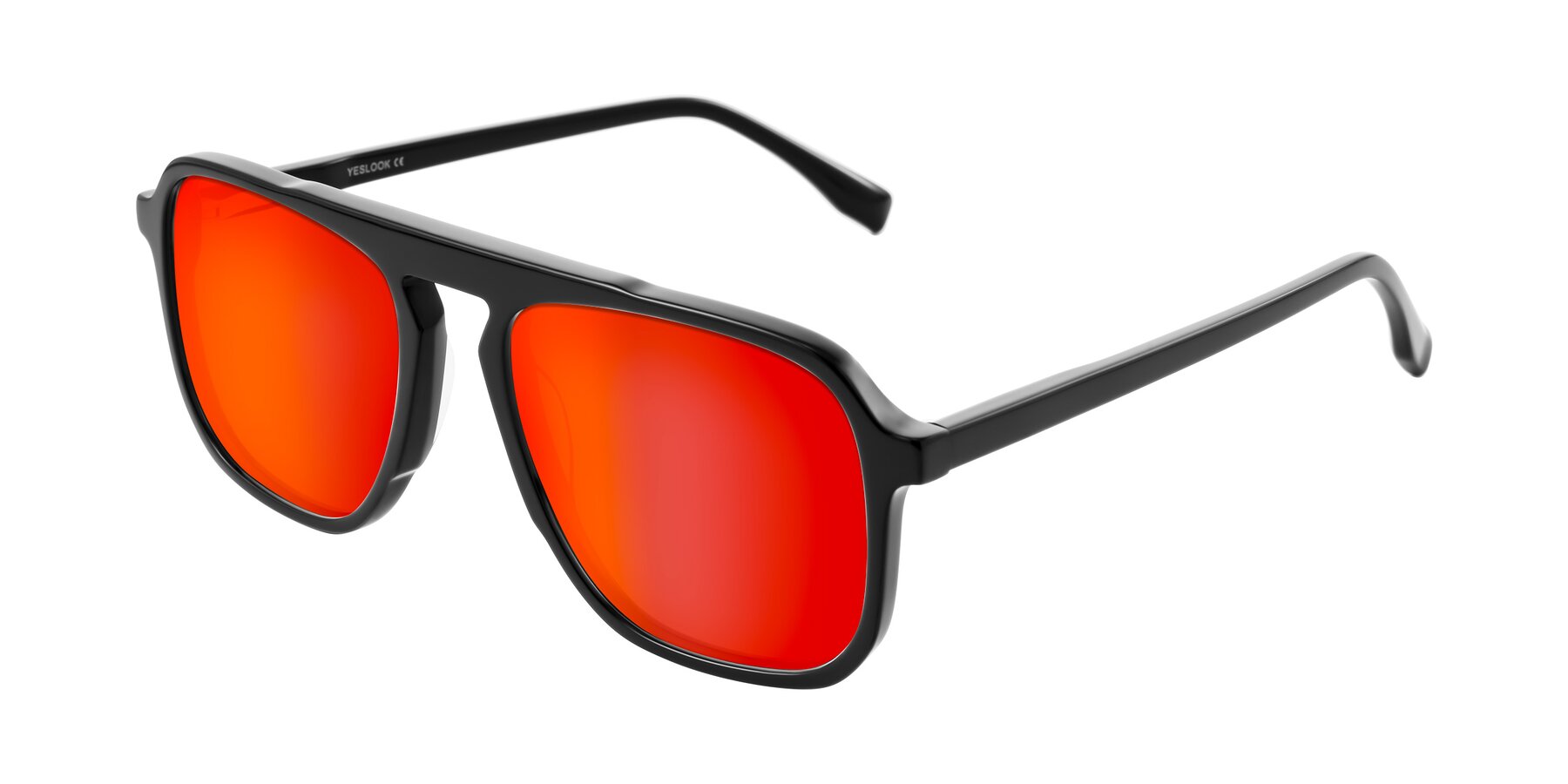 Angle of Recalote in Black with Red Gold Mirrored Lenses