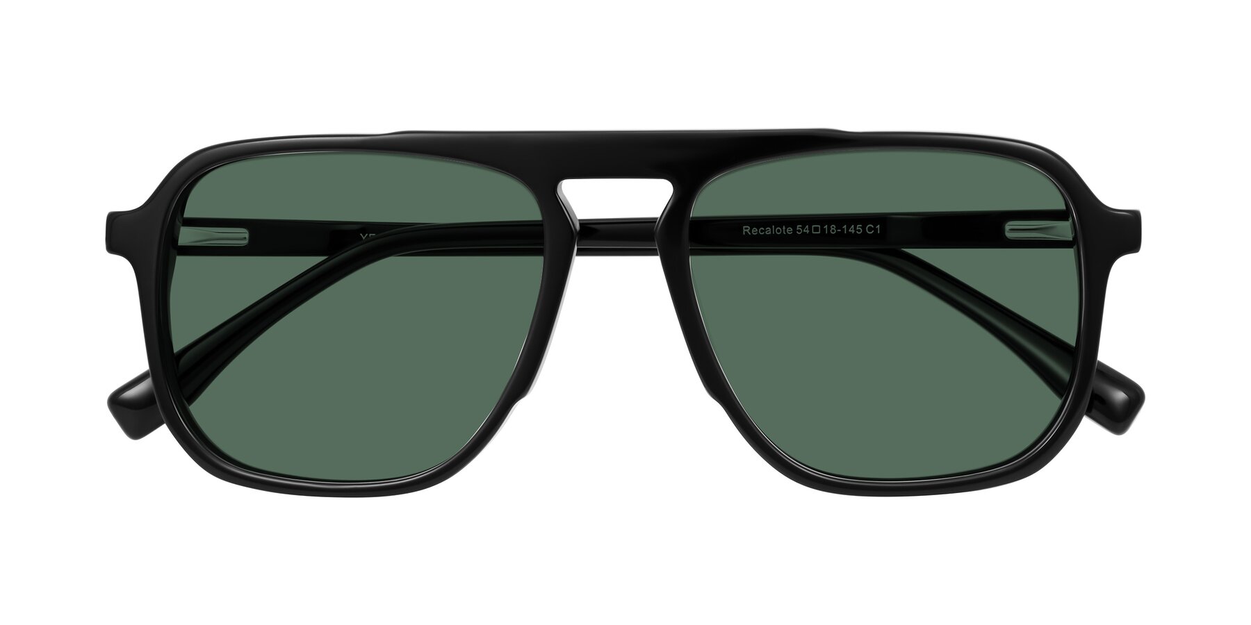 Folded Front of Recalote in Black with Green Polarized Lenses
