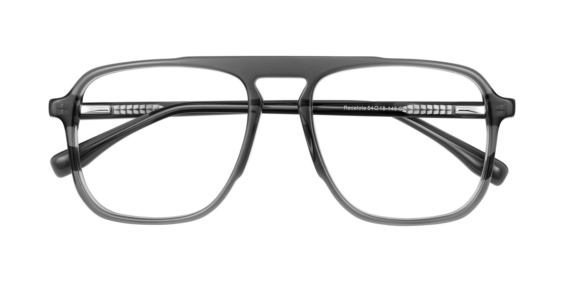 Folded Front of Recalote in Transparent Gray with Clear Reading Eyeglass Lenses