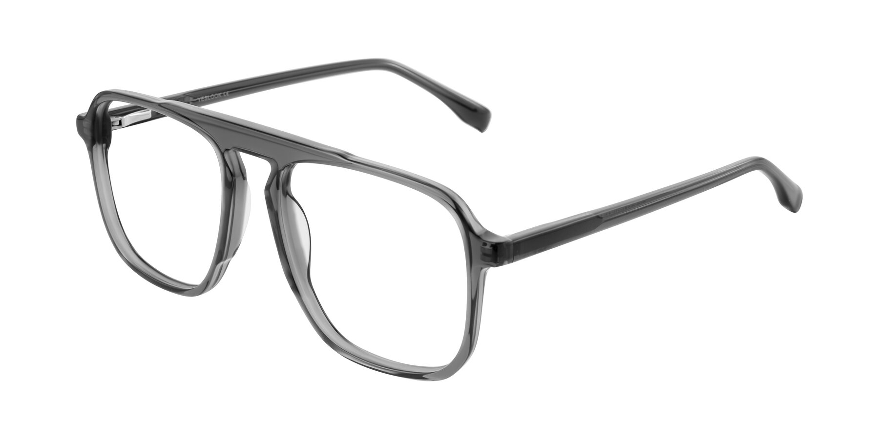 Angle of Recalote in Transparent Gray with Clear Reading Eyeglass Lenses