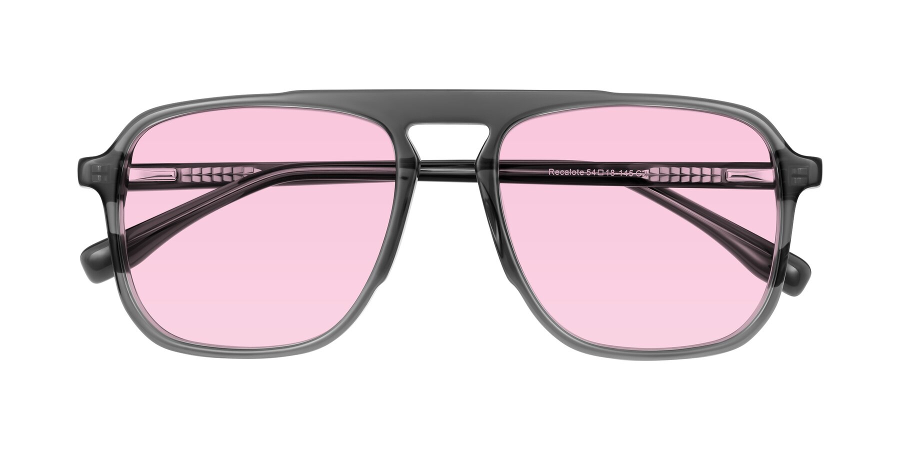 Folded Front of Recalote in Transparent Gray with Light Pink Tinted Lenses
