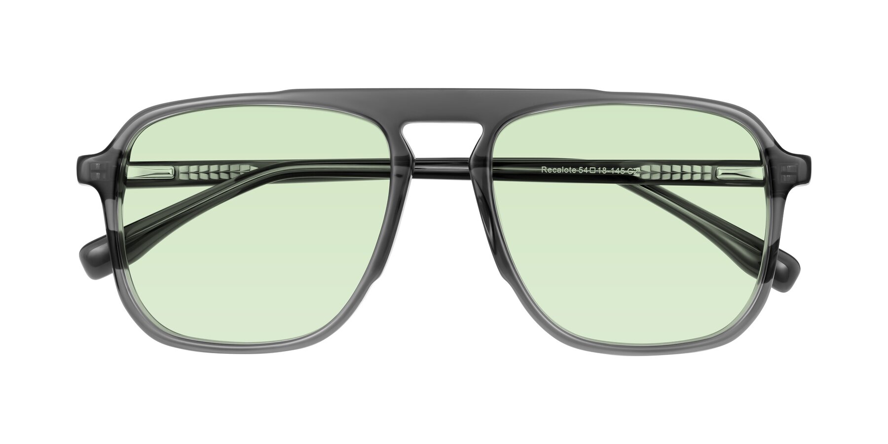 Folded Front of Recalote in Transparent Gray with Light Green Tinted Lenses