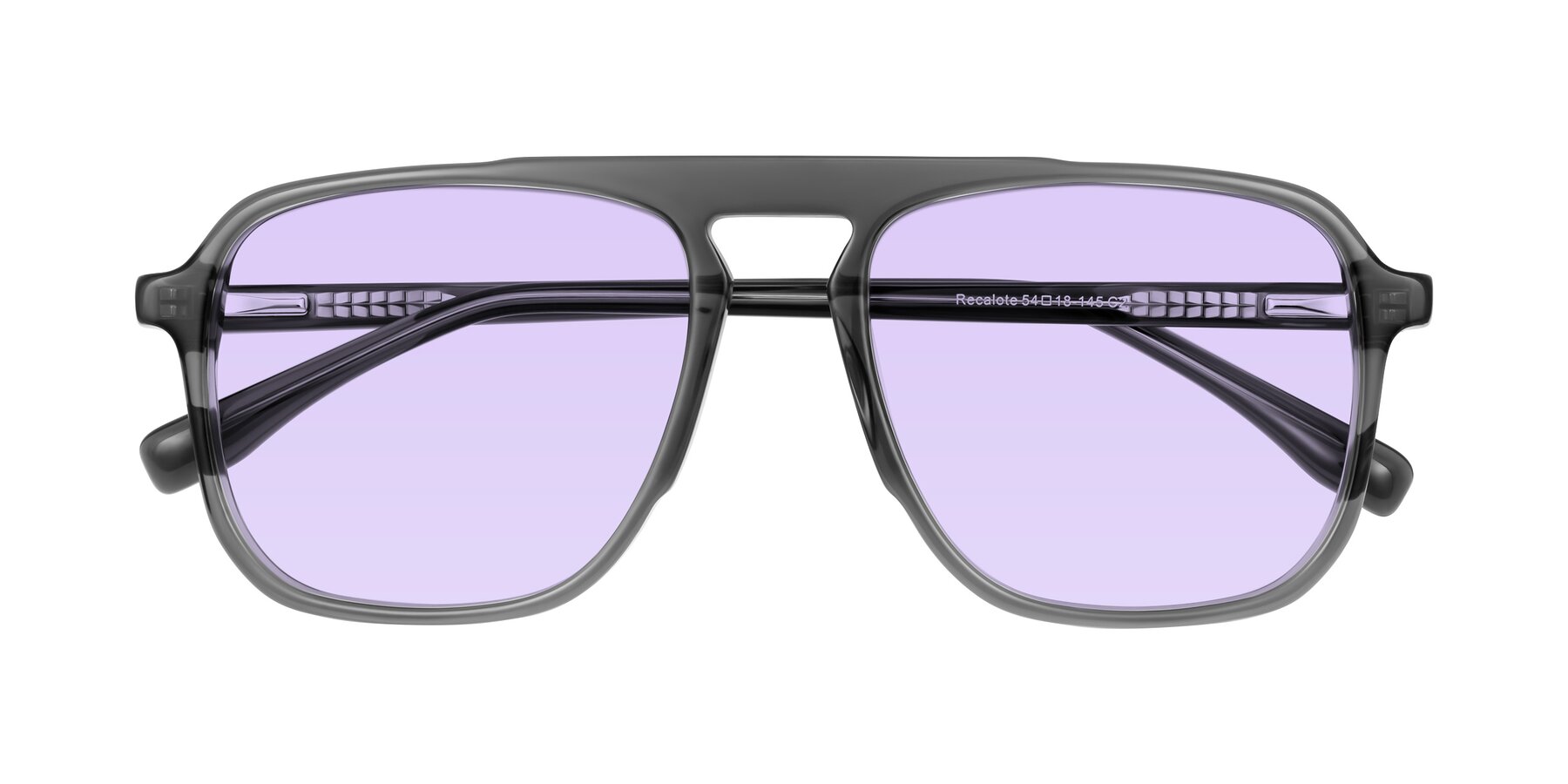 Folded Front of Recalote in Transparent Gray with Light Purple Tinted Lenses
