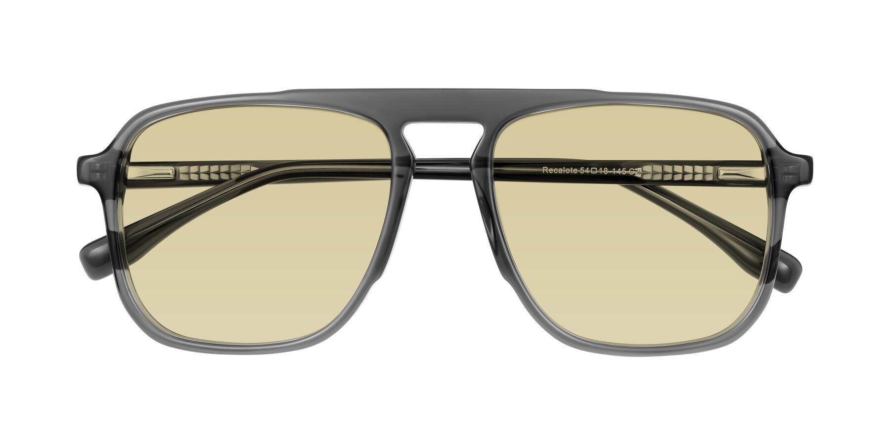 Folded Front of Recalote in Transparent Gray with Light Champagne Tinted Lenses