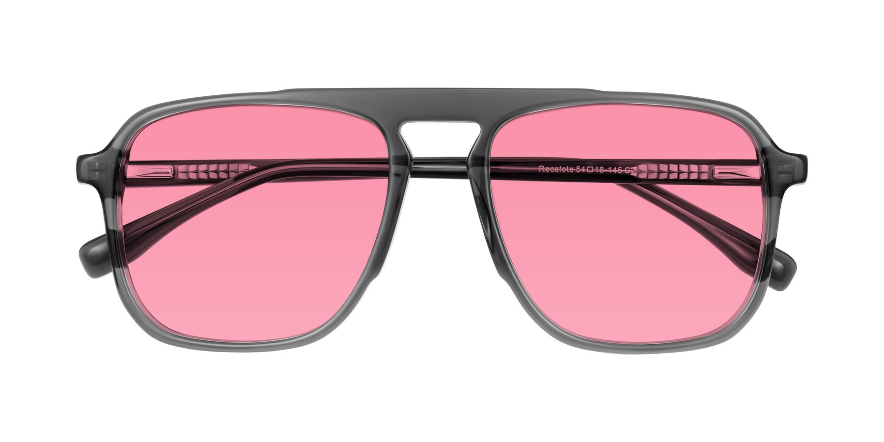 Folded Front of Recalote in Transparent Gray with Pink Tinted Lenses