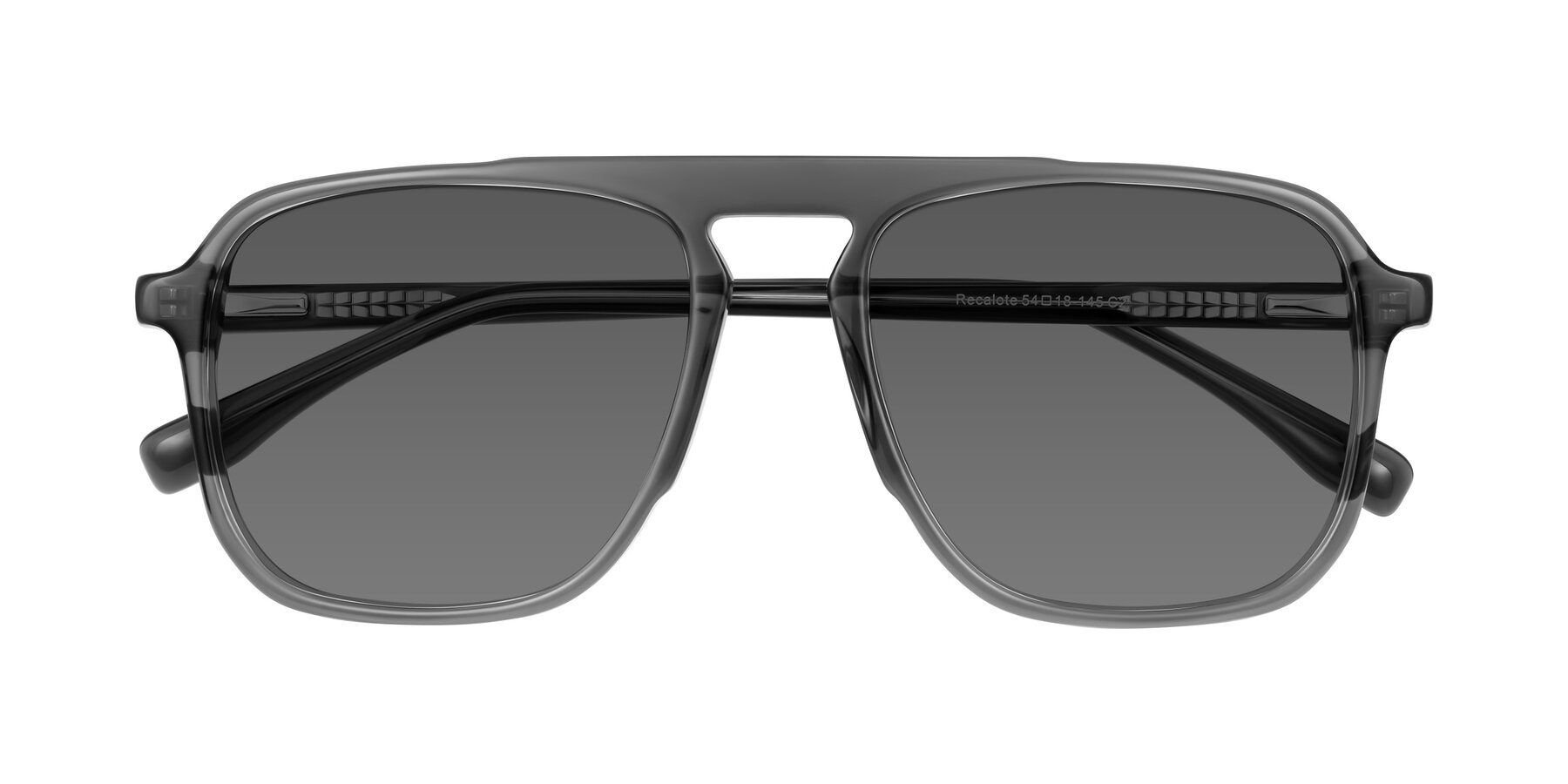 Folded Front of Recalote in Transparent Gray with Medium Gray Tinted Lenses