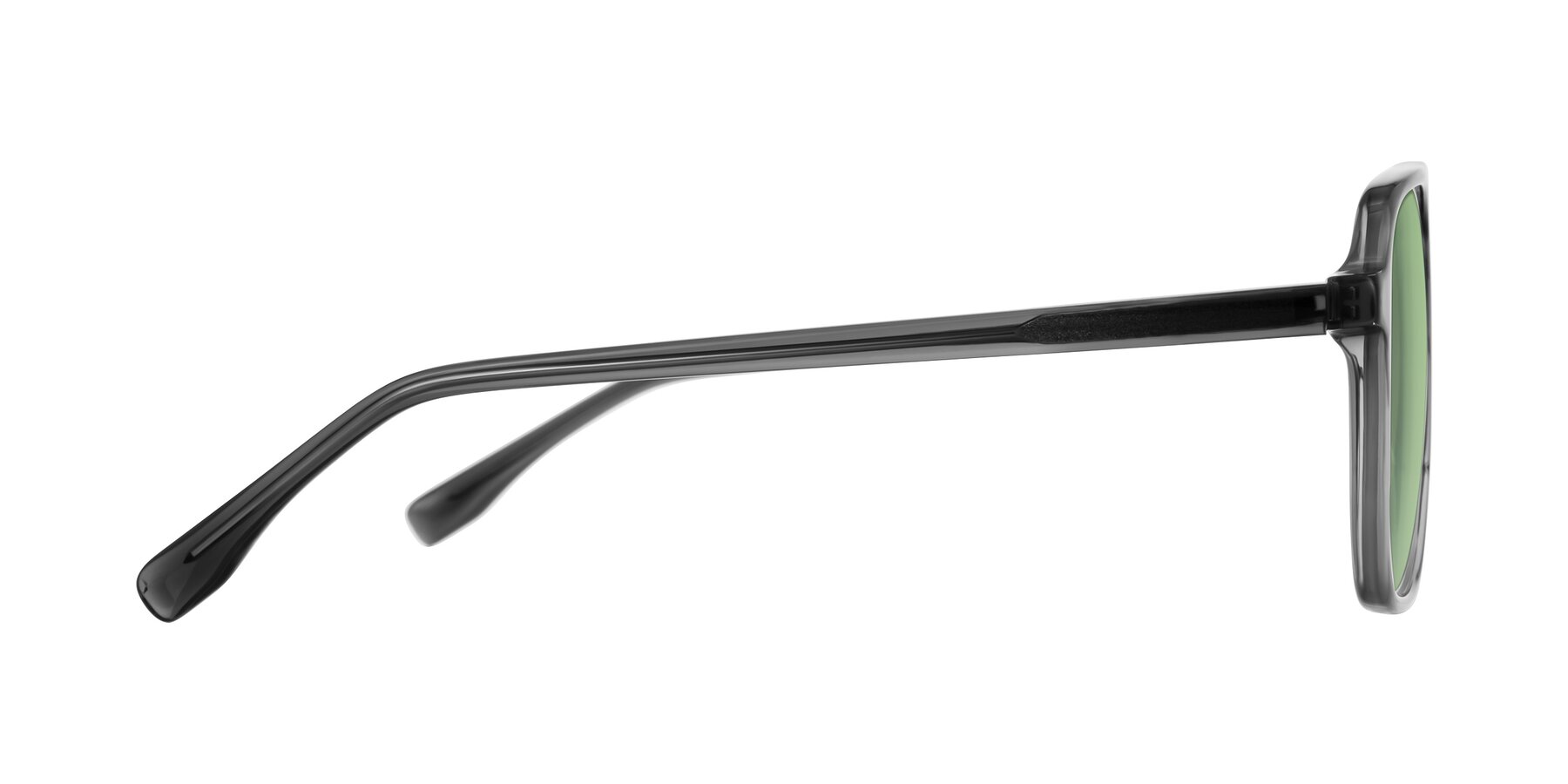 Side of Recalote in Transparent Gray with Medium Green Tinted Lenses