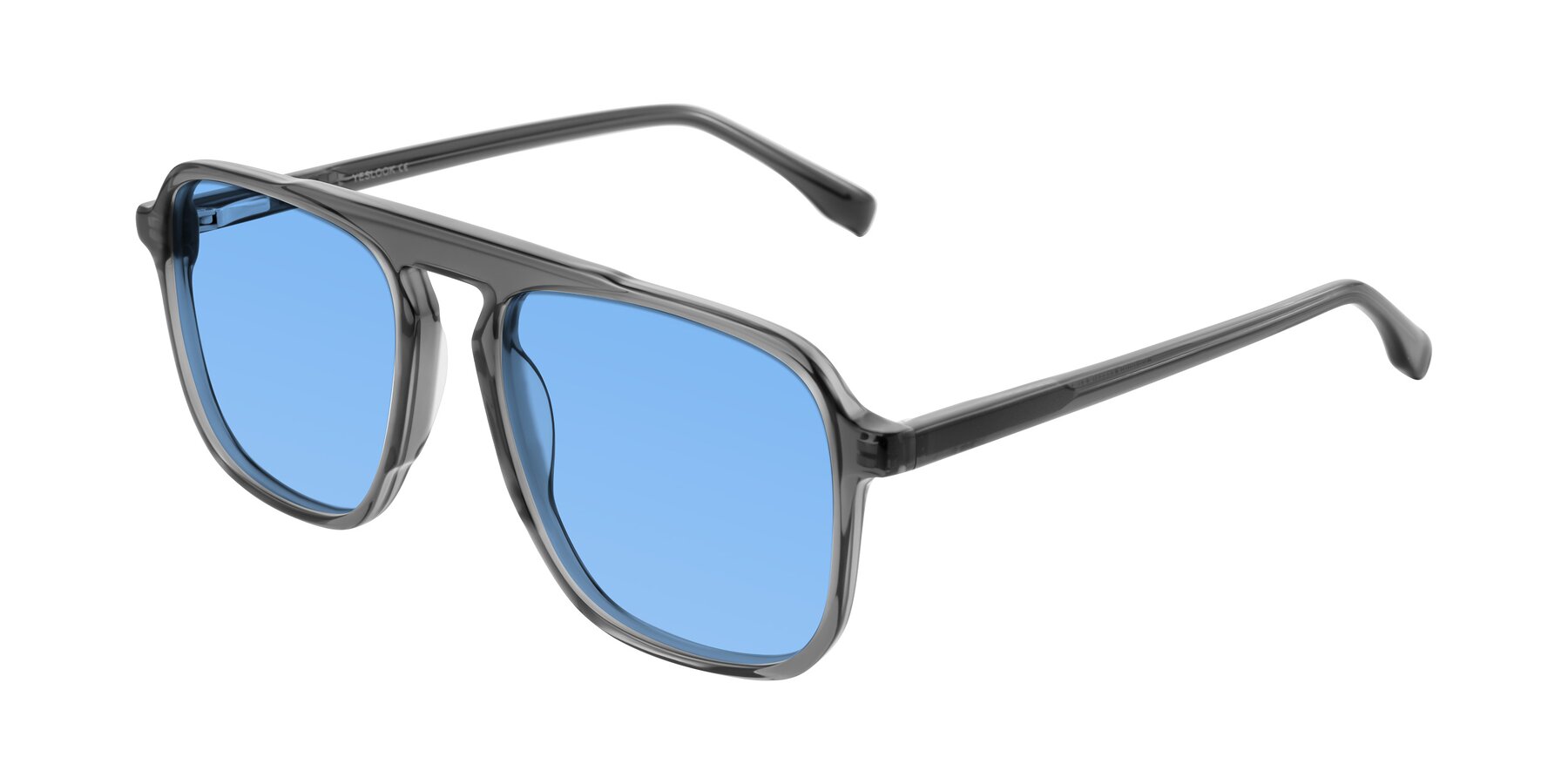 Angle of Recalote in Transparent Gray with Medium Blue Tinted Lenses