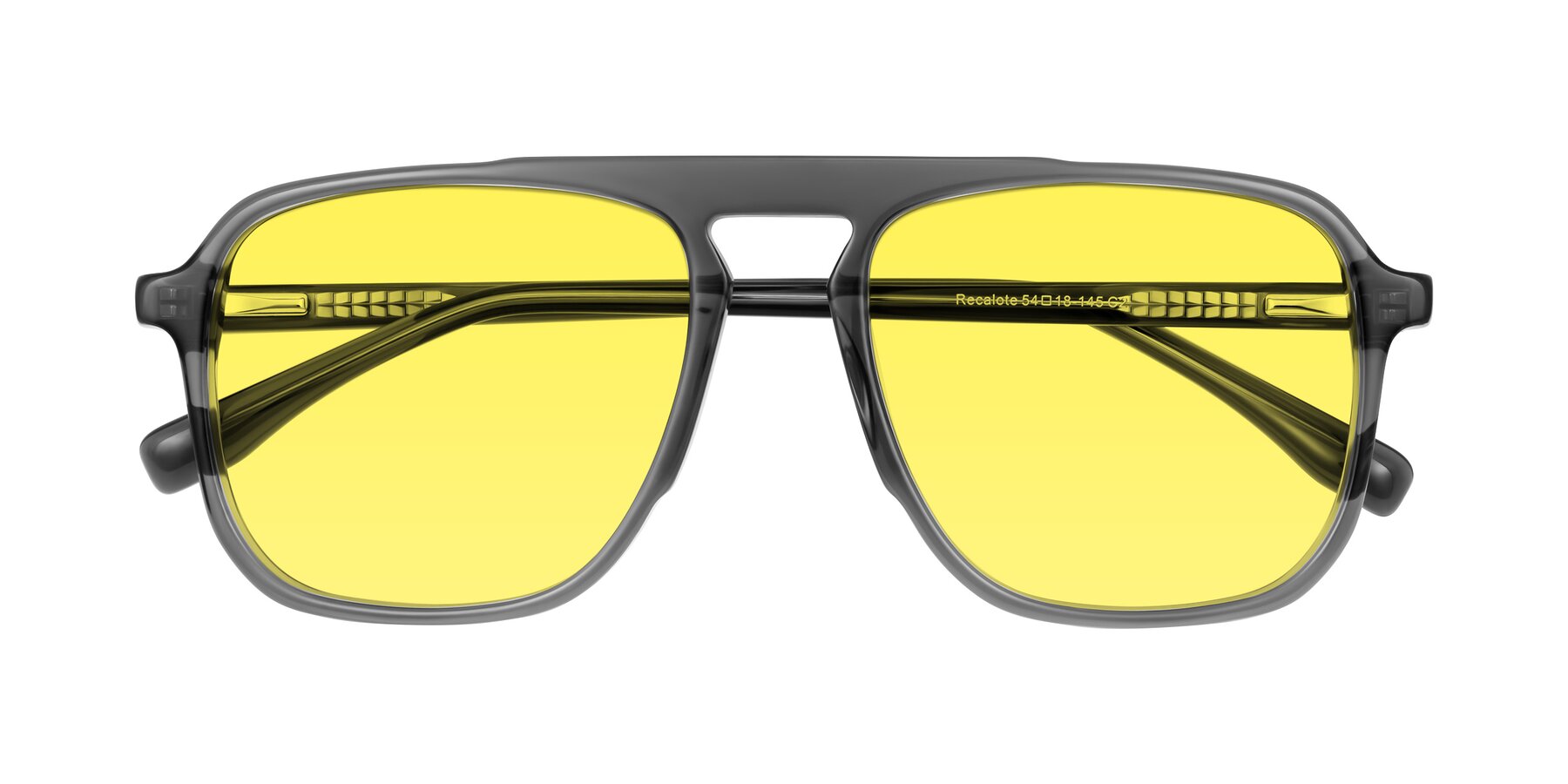 Folded Front of Recalote in Transparent Gray with Medium Yellow Tinted Lenses