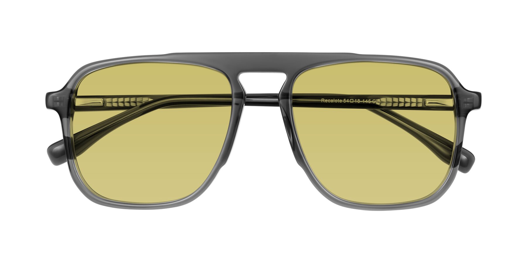 Folded Front of Recalote in Transparent Gray with Medium Champagne Tinted Lenses