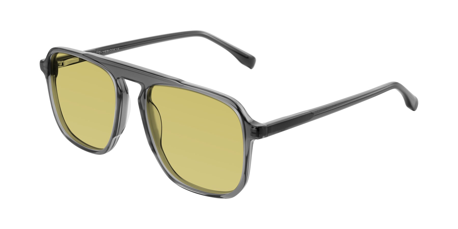 Angle of Recalote in Transparent Gray with Medium Champagne Tinted Lenses