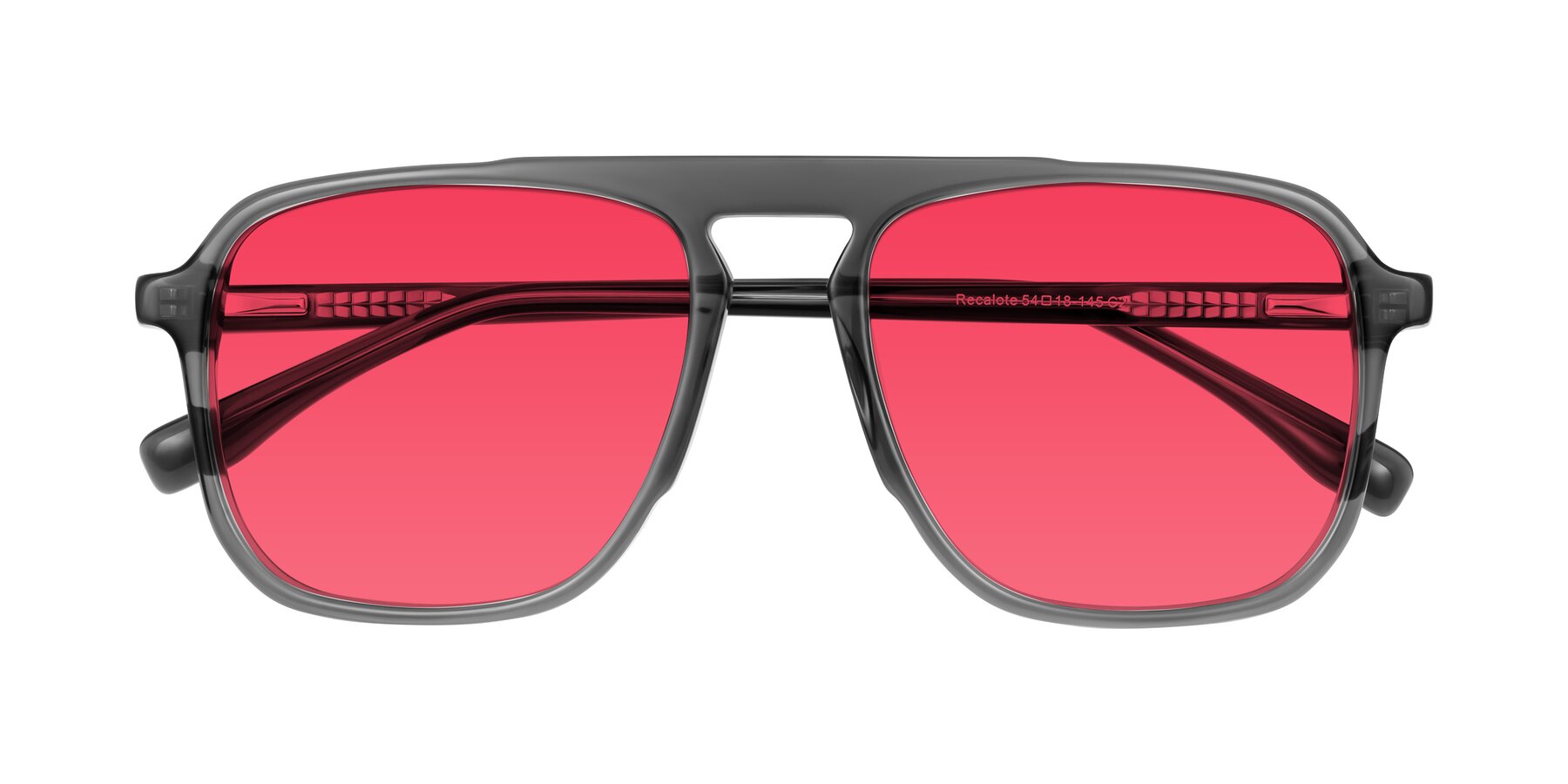 Folded Front of Recalote in Transparent Gray with Red Tinted Lenses