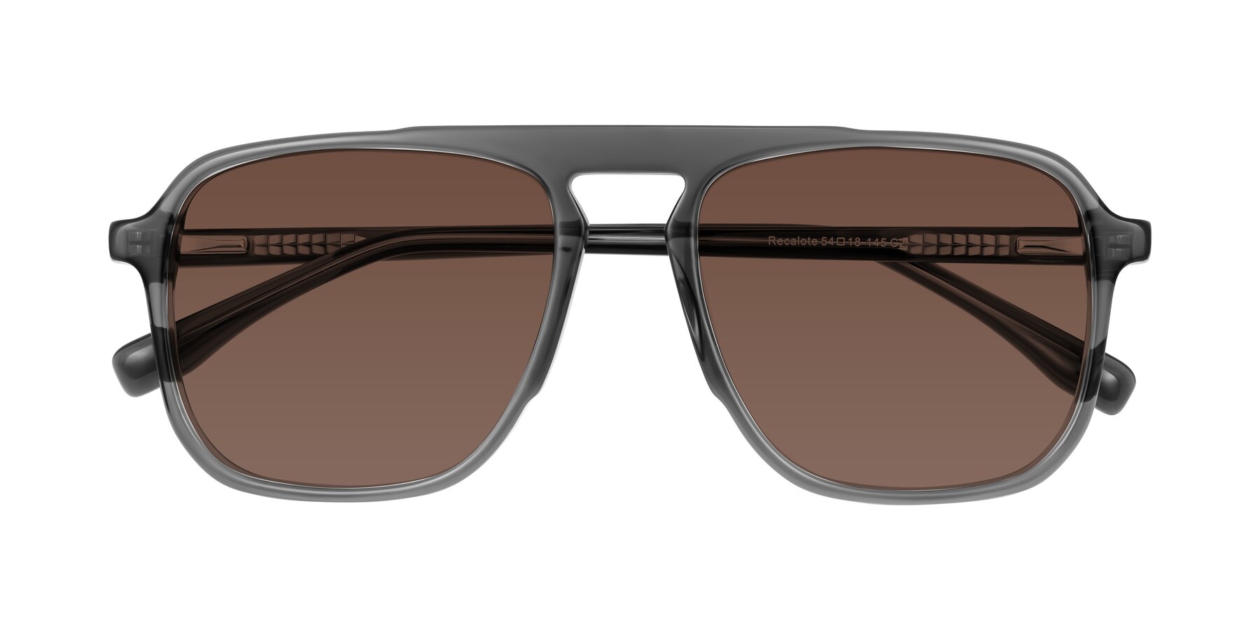 Folded Front of Recalote in Transparent Gray with Brown Tinted Lenses