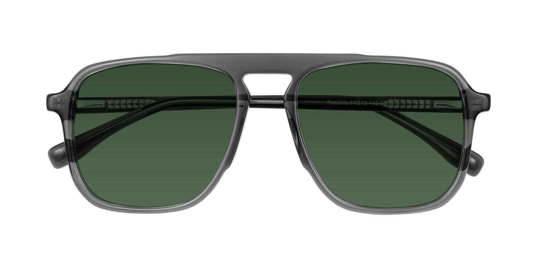 Folded Front of Recalote in Transparent Gray with Green Tinted Lenses