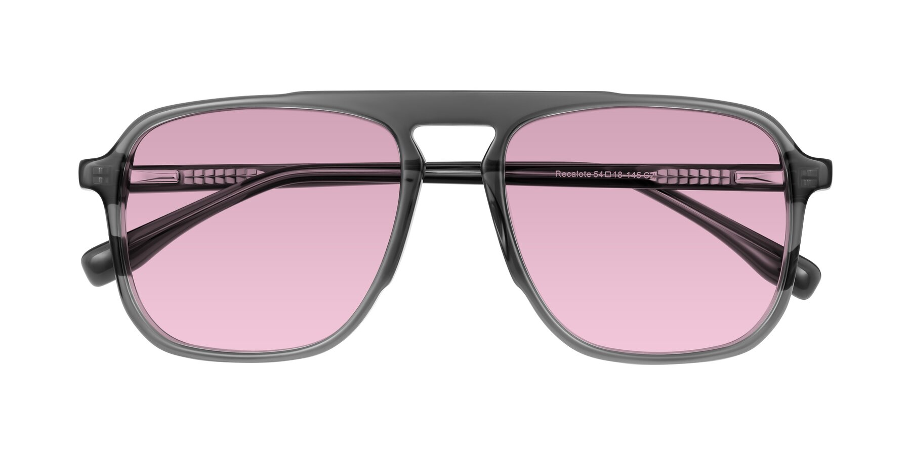 Folded Front of Recalote in Transparent Gray with Light Wine Tinted Lenses